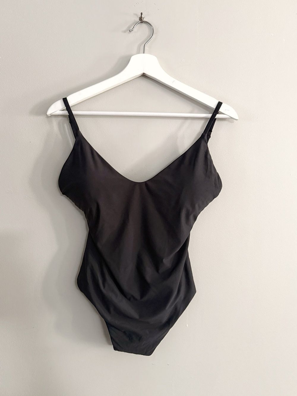 J.Crew Women's 8 Black Ruched V-Neck One Piece Swimsuit NWT Minimalist Resort